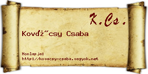 Kovácsy Csaba névjegykártya